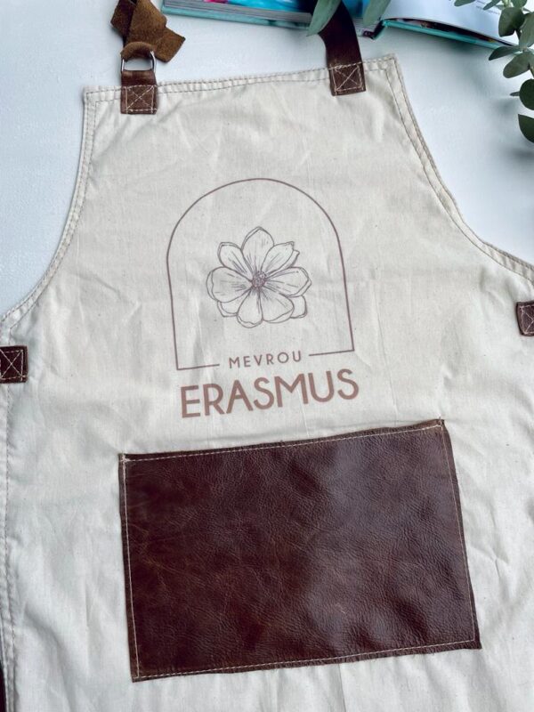 Natural linnen & leather aprons with uv print - Image 4